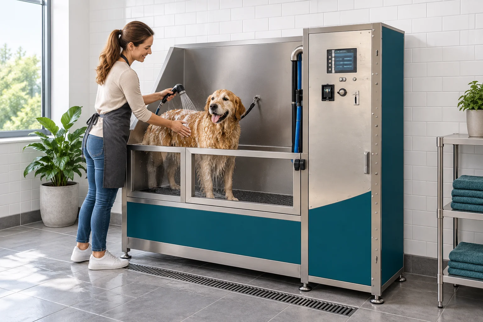 Concept illustration of commercial dog wash stations