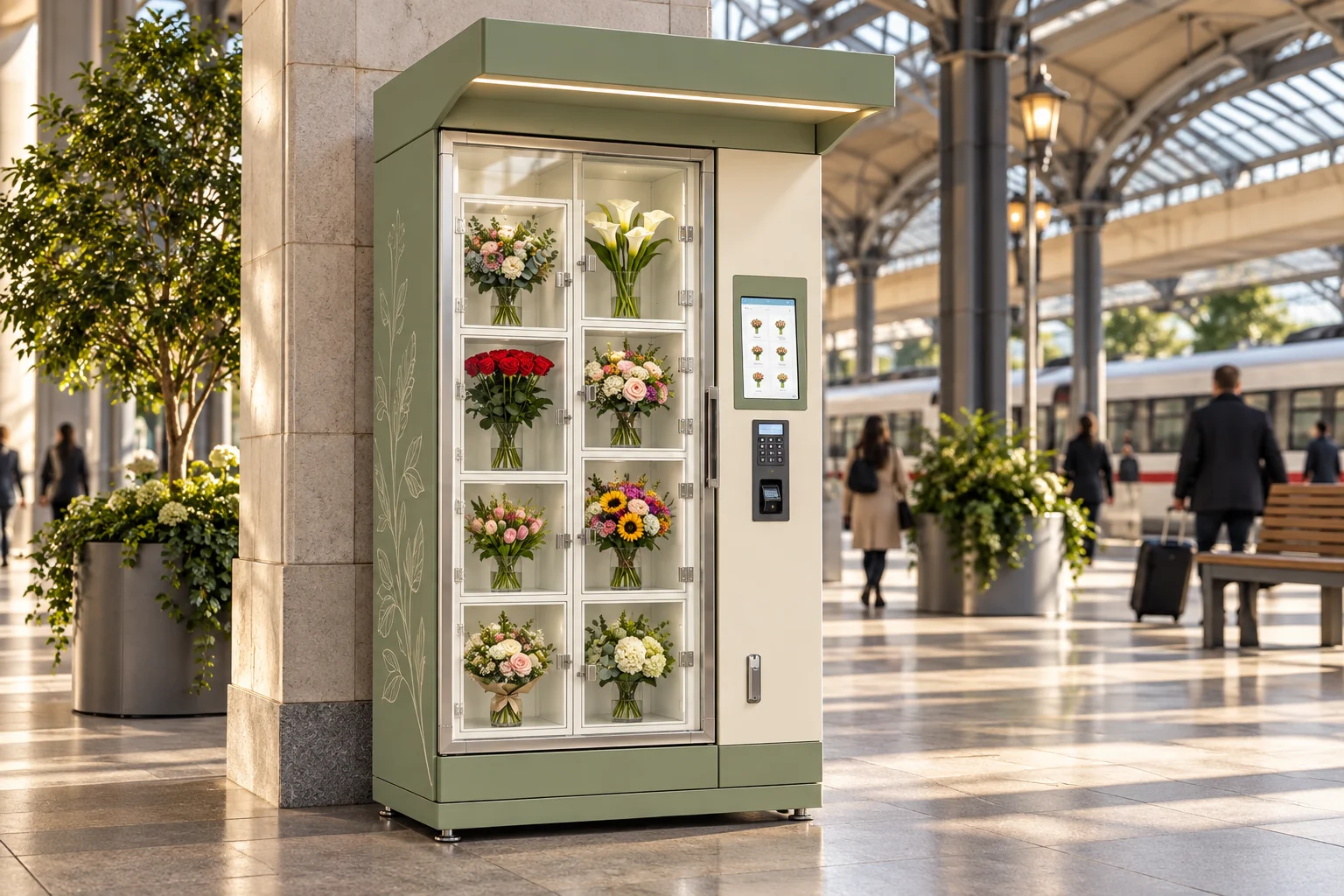Concept illustration of flower vending machines