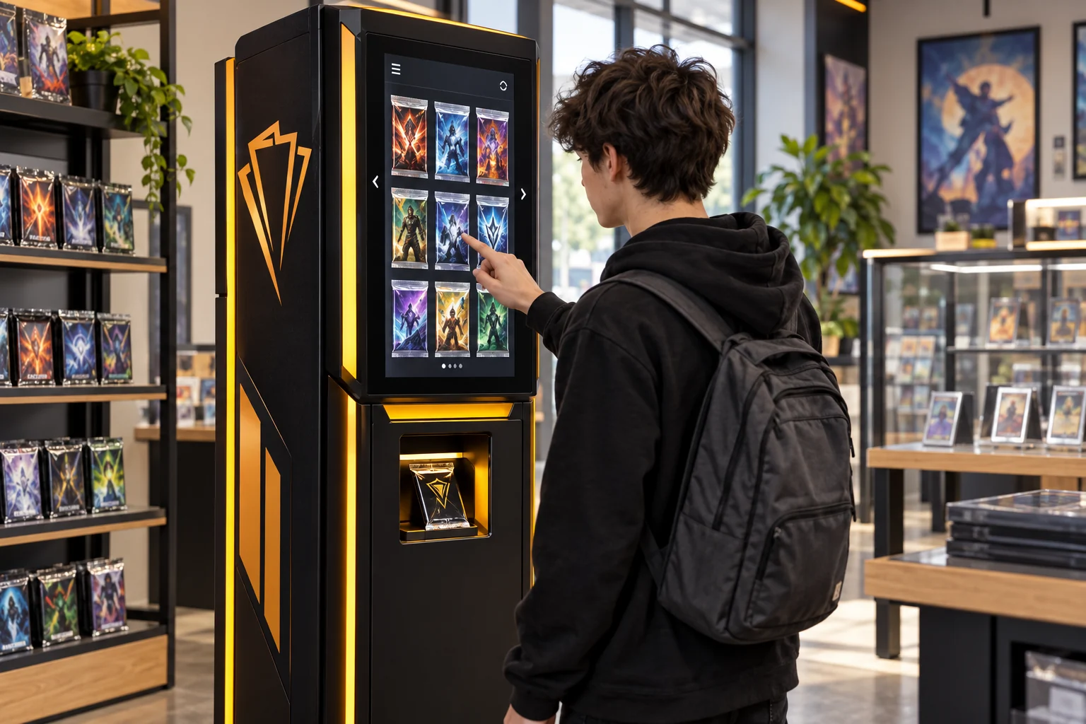 Concept illustration of trading card vending machines