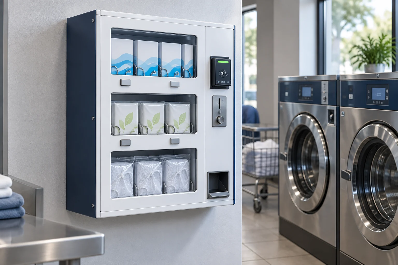 Concept illustration of laundry detergent vending machines