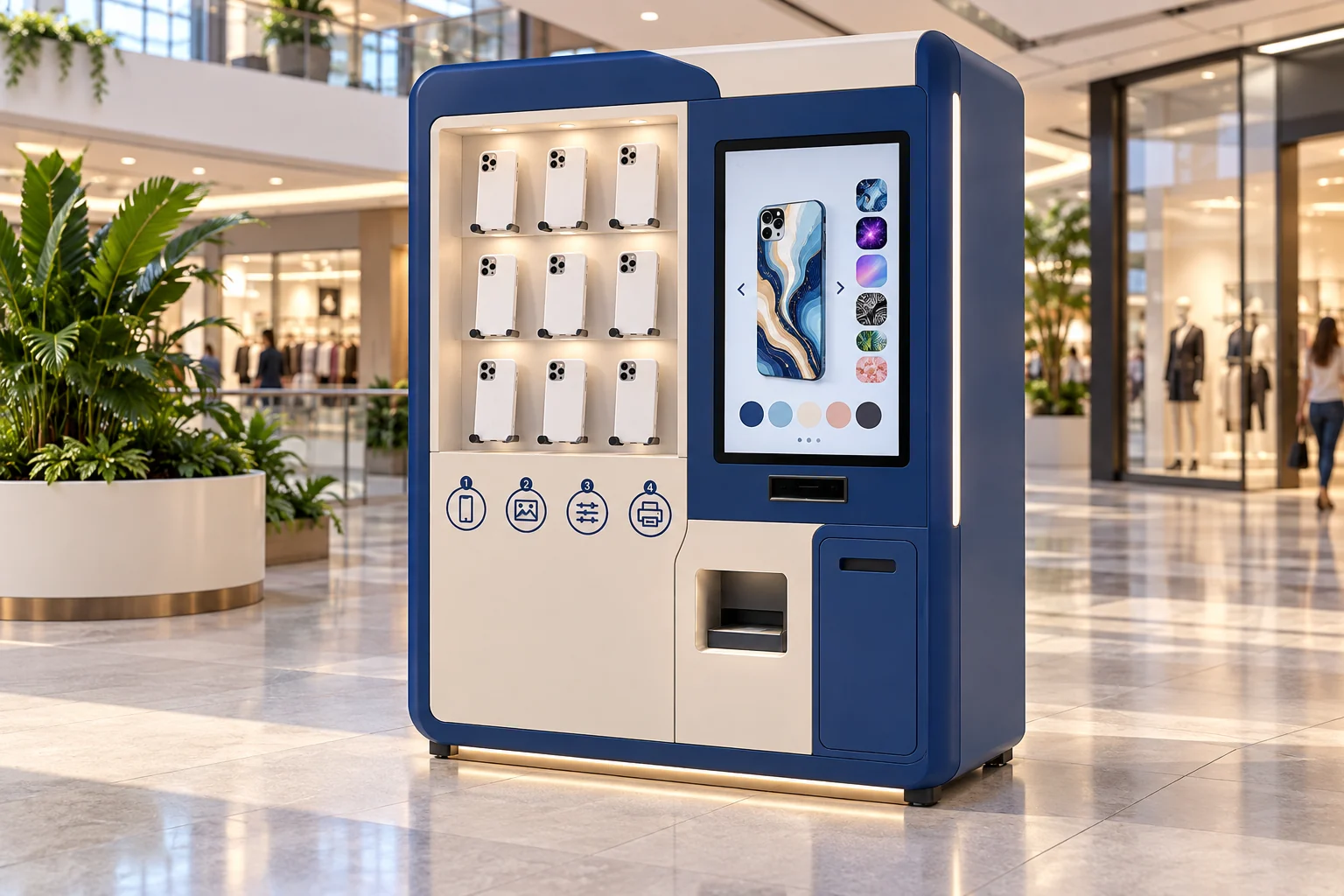 Concept illustration of phone case vending machines