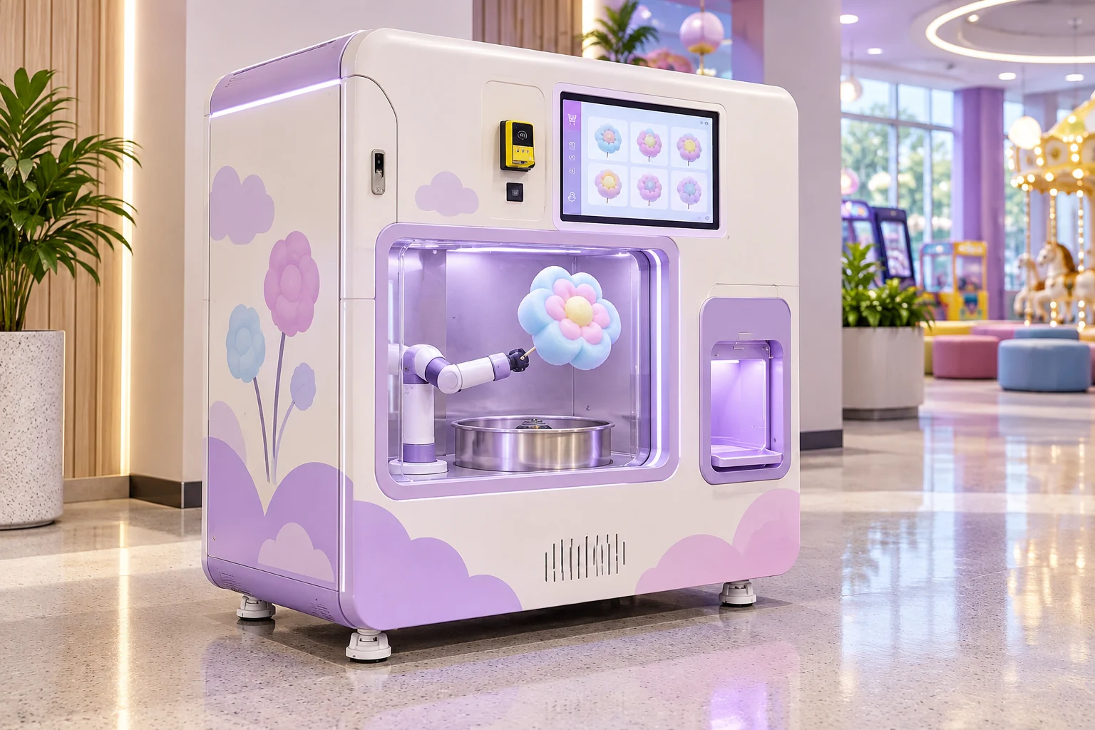 Concept illustration of cotton candy vending machines