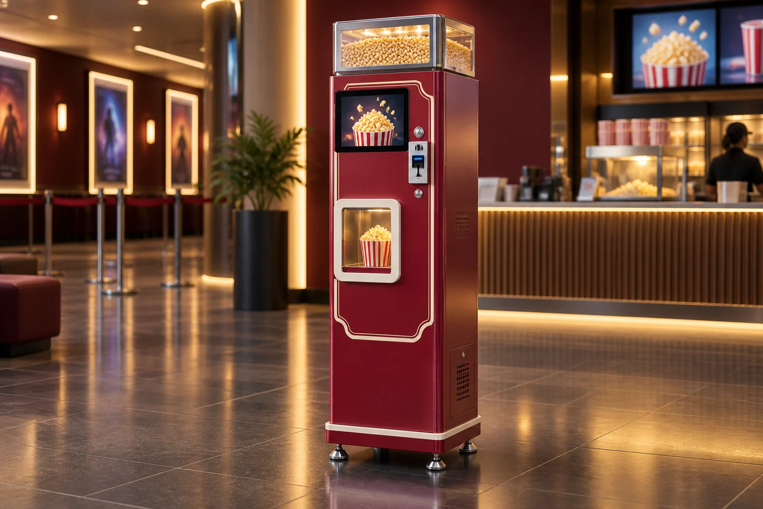 Concept illustration of popcorn vending machines