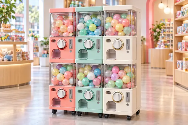 Concept illustration of capsule toy vending machines
