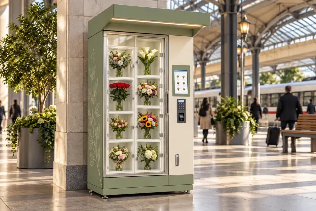 Concept illustration of flower vending machines