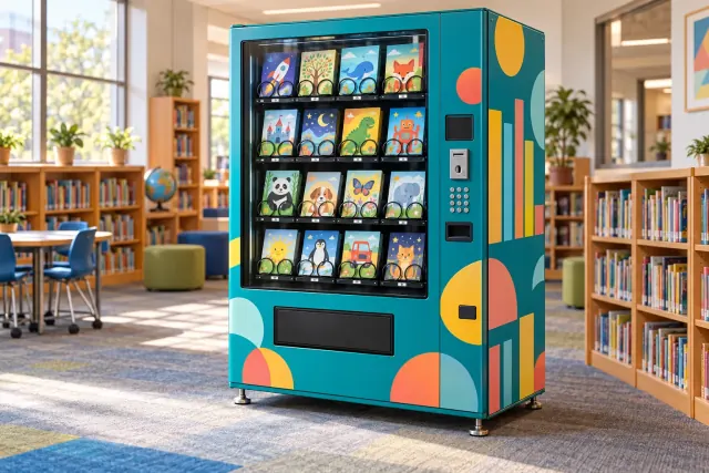 Concept illustration of book vending machines